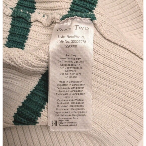 Part Two Copenhagen Green Stripe Sweater Jumper Wmn Sz XS Cabin Fisherman Preppy - Picture 10 of 10